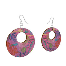 Load image into Gallery viewer, Hibiscus Print Wooden Earrings