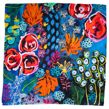 Load image into Gallery viewer, Peonies and Star Blossom Silk Twill Scarf
